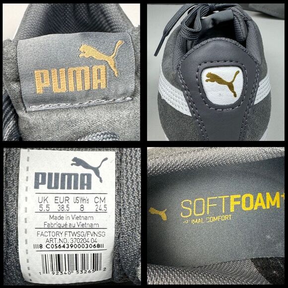 PUMA Women's Sneakers Shoes Suede Low Top Lace Up Size 8 Gray Athleisure Retro - Picture 7 of 8